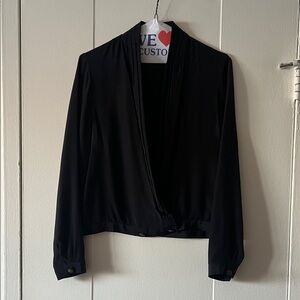 rag & bone draped black 100% silk blouse
